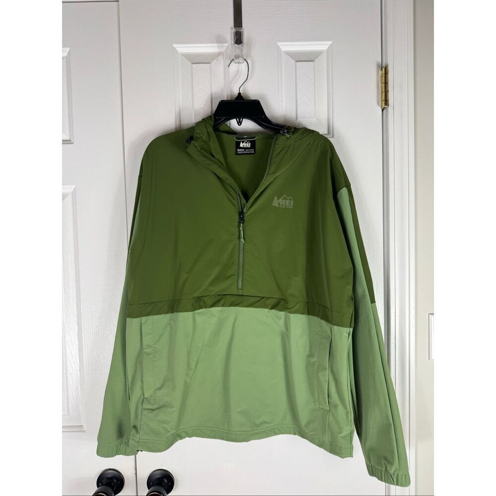Rei Coop Mens Trailmade Anorak Two Tone Green Windbreaker Jacket Size M